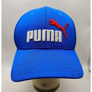 Puma Mens S/M Royal Blue Mesh Stretch Fit Baseball Cap Hat Embroidered Logo